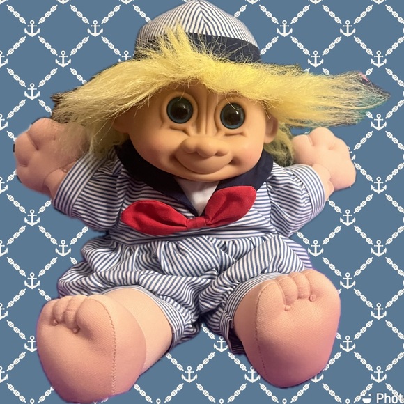 Russ Toys | Vintage 90s Russ Stuffed Troll Doll | Spiffy the Sailor - Picture 1 of 3